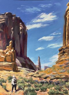 Walking Up the Avenue - Arches - 12" x 16" - Acrylic