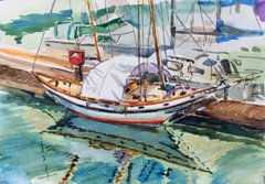 TWO MASTS - 12" x 16" - watercolor