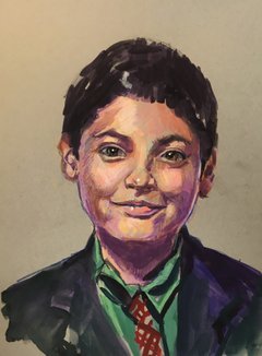 JAHAN - 11" x 14" - Gouache and Colored Pencil