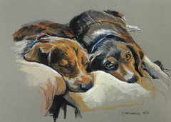 BUDDIES - 11" x 14" - Gouache and Colored Pencil